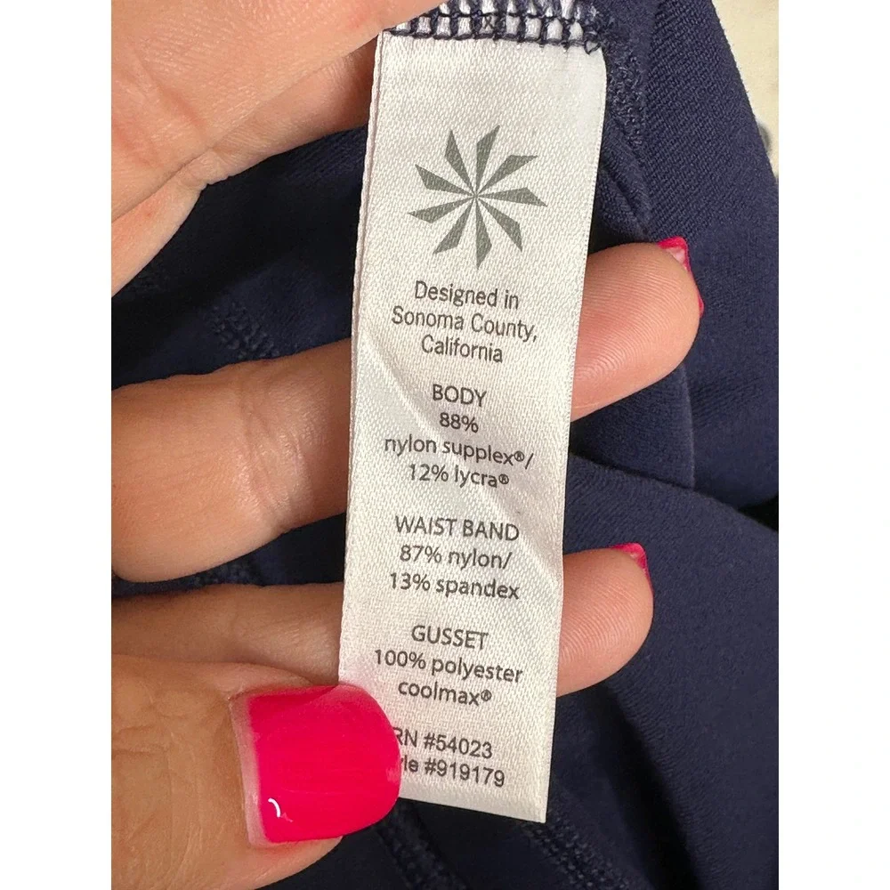 Athleta Bootcut Yoga Pants Small Petite Navy Blue Side Pockets Activewear